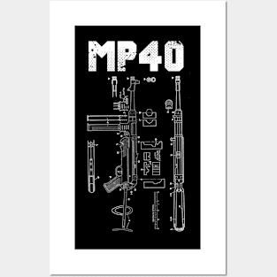 World War 2 Weapon Blueprint MP40 Posters and Art